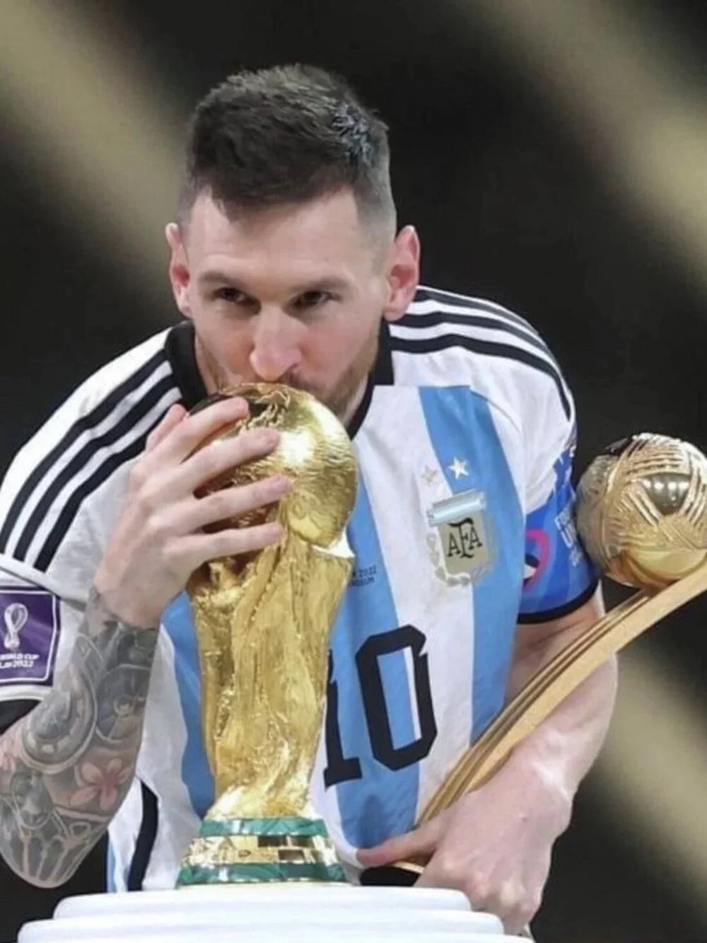 Authentic 2022 Messi Home Jersey World Cup Champs Argentina 2 Stars HF2158 XXL